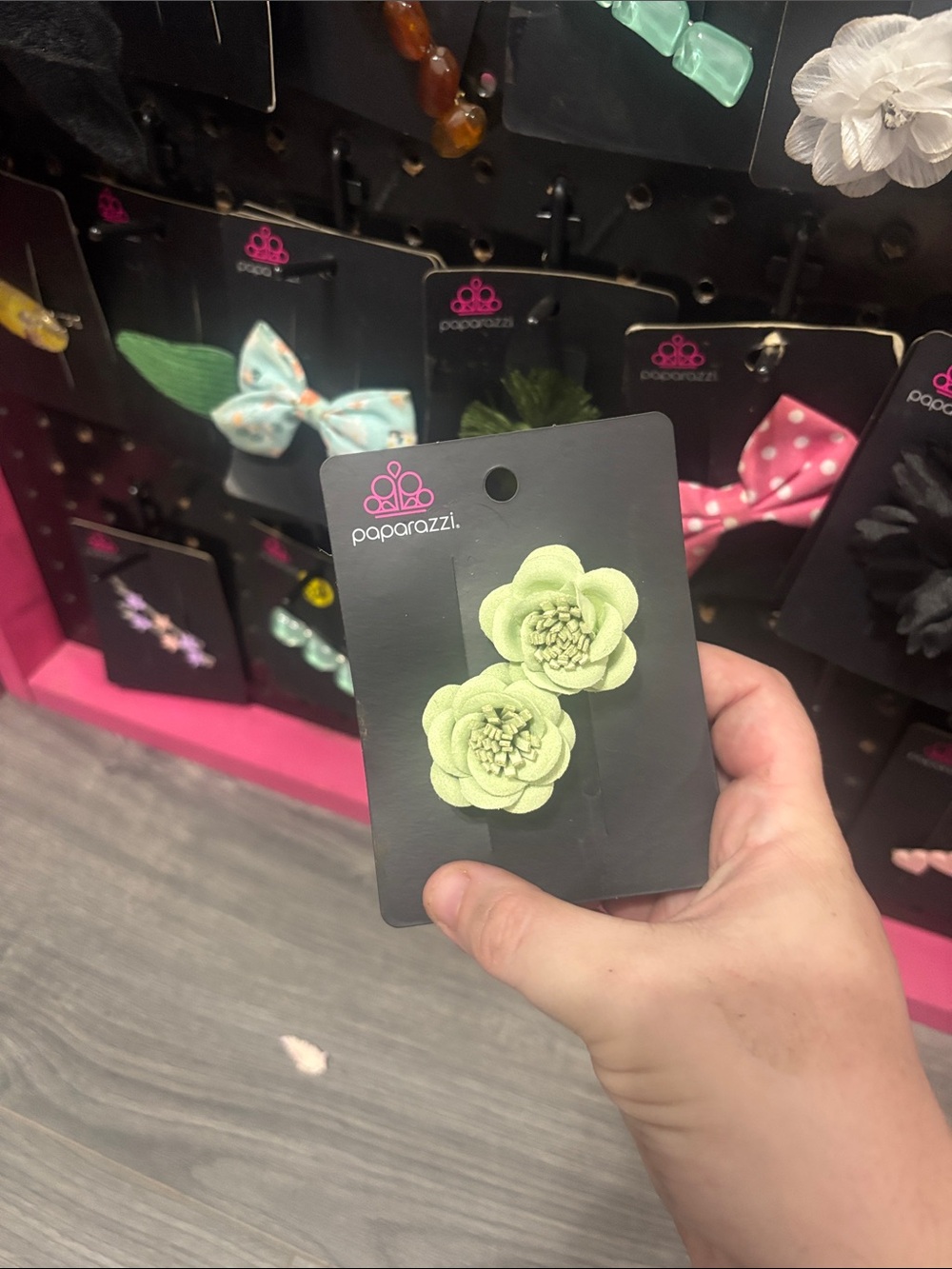 Paparazzi Kids Light Green Flower Hair Clips - Set of 2